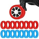 YELARXI Funda protectora para rueda de equipaje, resistente al desgaste, antiruido, cubierta protectora de silicona para ruedas giratorias para maletas, sillas de viaje, rojo/azul, 2-3'