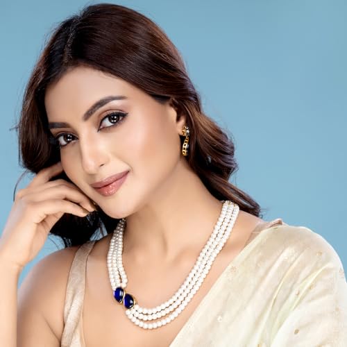 Image of Peora Faux Pearl Crystal Necklace & Jewellery Set Gift for Women