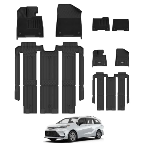 Tapis de sol Toyota Sienna 2021 sur mesure 3W en TPE noir pour 7 places