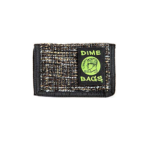 DIME BAGS Trifold Hempster Wallet, Slim Design, Durable Material with Multiple Card Slots, 9 Compartments, Zippered Pockets & Hidden Cash Storage, Interchangeable Patch (Concrete)