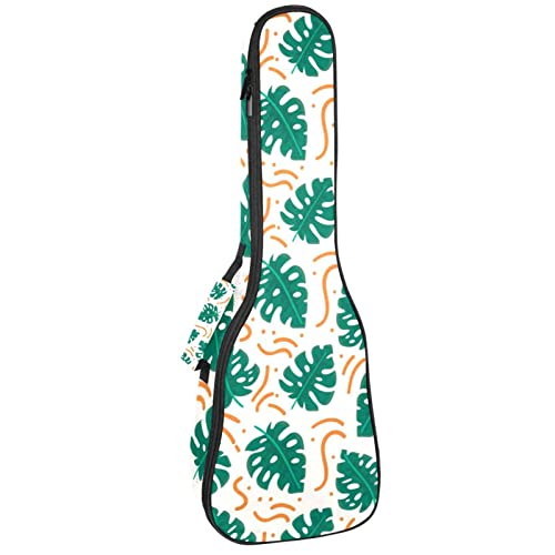Housse ukulélé concert robuste rembourrage 10mm finitions Monstera vert