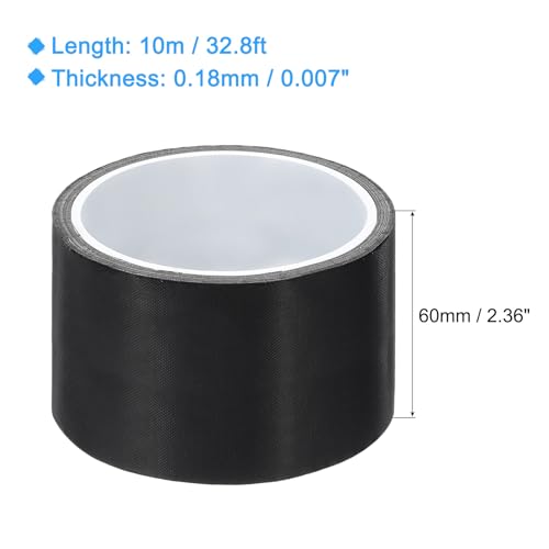 Image of MECCANIXITY High Temperature Tape 60mm PTFE Coated Fabric Tape Heat Resistant Tape for Vacuum Sealers Adhesive Tape 10m /33ft Black 0.18mm Thickness