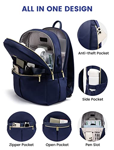 Lovevook Laptop Backpack Women Fits 15.6 Inch Computer, College Teacher Nurse Backpack Bag With Usb Charger, Travel Notebook Backpack, For Business Work Commute, Blue #TOP2