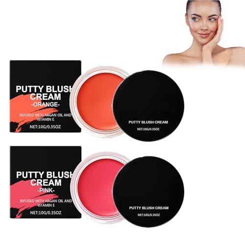 Mikabila (03, F)2PCS Blush in Crema,Fard in Crema,per Occhi Labbra e Guance,Texture Leggera e Morbida,Effetto Naturale,Powder Blush Rosa a Lunga Durata, Fard in Polvere Blush a Lunga Durata