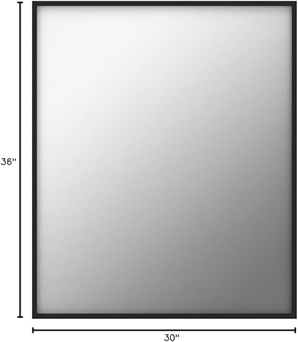 Miniatura 8 de LUSABE Espejo de baño con marco negro de 30 x 36 pulgadas, espejo de tocador para pared, espejo rectangular moderno para granja, marco de aleación