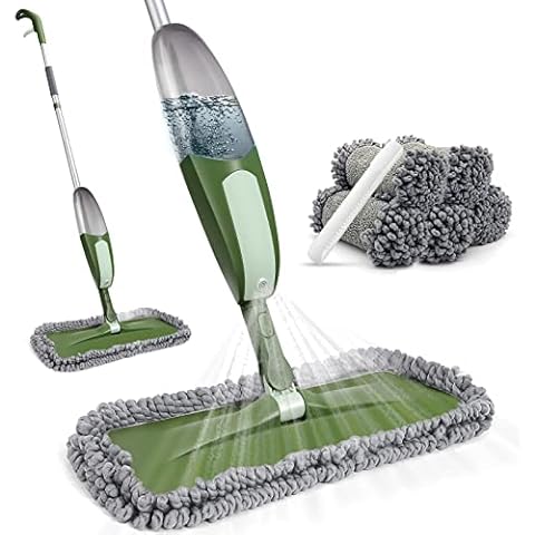 Spray Mop for Floor Cleaning with 5 Reusable Pads, 550ML Water Bottle, Microfibre Spray Mop for Hardwood Laminate Vinyl Ceramic Tile Floor, Dust Wet Mop for Home Cleaning, Send 1 Scraper Cover
