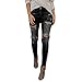 Produktbild SuperSU Damen High Waisted Skinny Jeans mit Mittlerem Bund und Rissen Frauen Denim Jeans Stretch Slim Hosen Kalb Länge Jeans Boyfriend Hose Cotton Stretch im Jogging Basic Fit Pant