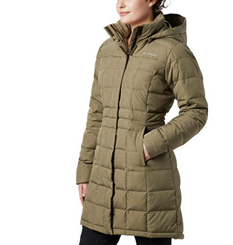 Columbia Women's Hexbreaker Long Down Jacket, Olive Green Heather, Large