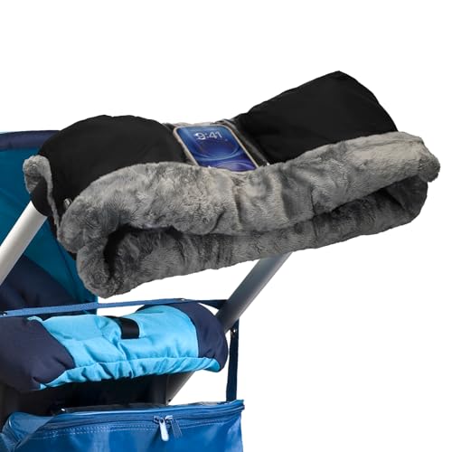 QinyOulhause - Chauffe-mains pour poussette - Gants chauffe-mains - Coupe-vent avec design polaire - Manchon imperméable pour poussette, remorque de vélo - Accessoire d'hiver