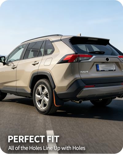 Image of Mud Flaps Compatible with Toyota RAV4 2019-2023, No Drilling Needed, 4PCS Front & Rear Splash Guards, OEM Style Mudguards for Wheel Liner Fenders, All-Weather Protection