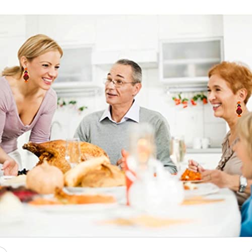 Thanksgiving Earrings Beaded Fall Earrings for Women, Handmade Pumpkin Turkey Maple Leaf Drop Dangle Earrings Thanksgiving Accessory Holiday Gifts4