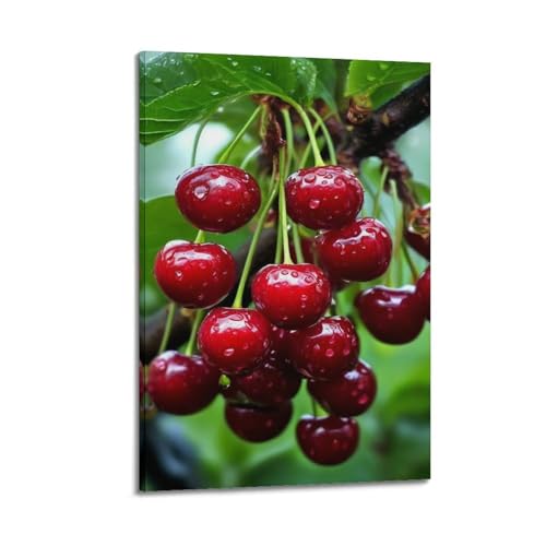 Affiche cerise rouge de qualité supérieure suspension 50x75cm