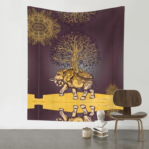 Tapisserie imprimée éléphant asiatique drap de pique nique grand format