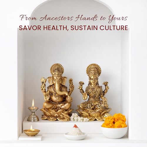 Image of Habere India-All the Cultures Fabricating India Brass Lakshmi Ganesh Idol Set for Pooja Room | Pure Brass Lakshmi Ganesh Murti for Home | Decorative Statue for Mandir (Design09: L4.5 x W4 x H6 cm)