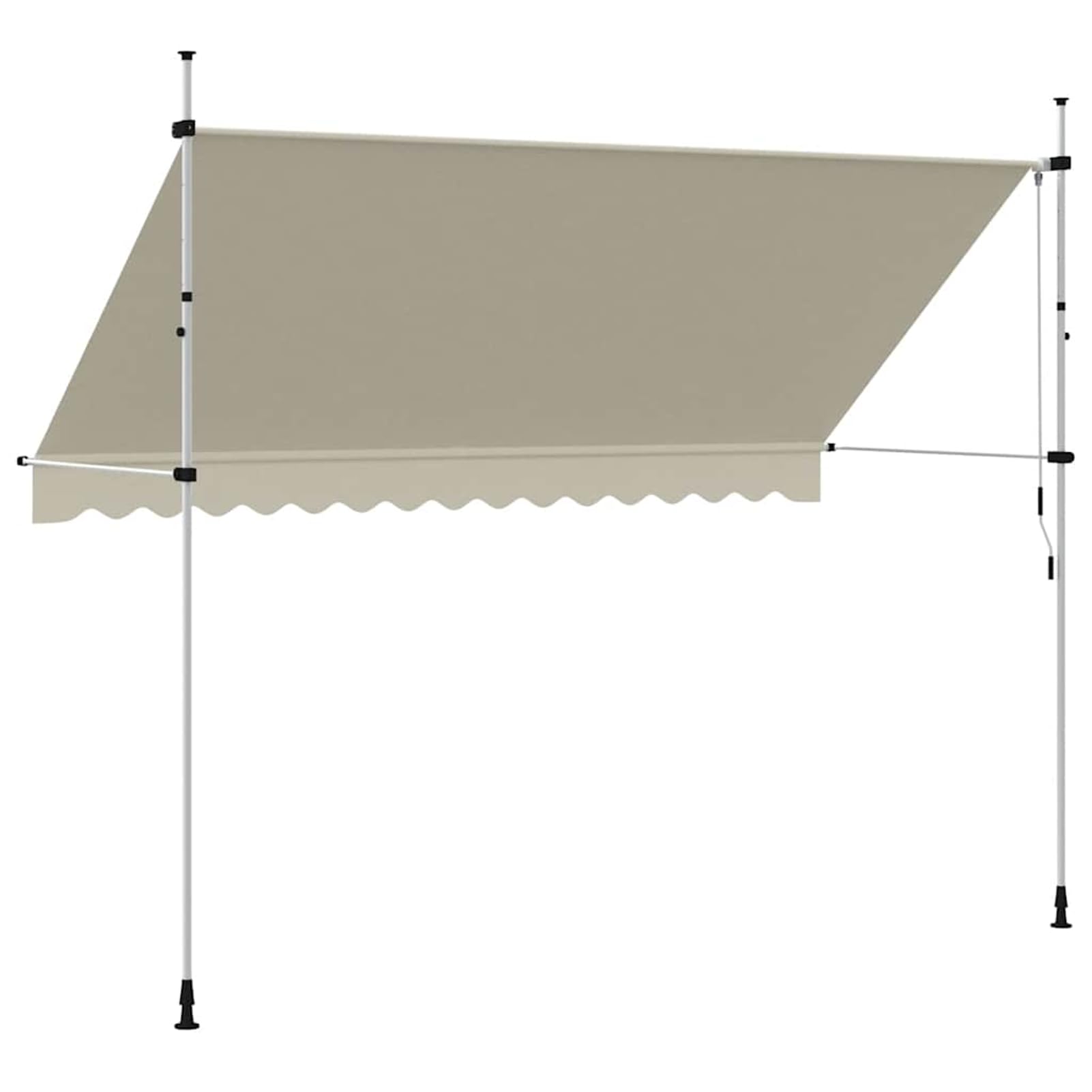 Wysuwana markiza balkonowa, obsługiwana ręcznie, 350 cm, kremowo-biała, balkonowa, bez wiercenia, z korbą ręczną, aluminiowa markiza odporna na promieniowanie UV, regulacja wysokości i