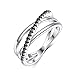 KnBoB Bague Fiançailles Femme Argent Sterling Bague Lignes Géométriques Décalées Cadeau Bijoux pour Couple Taille 56,5