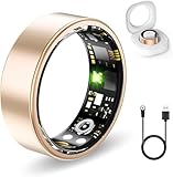 FKGZJF Smart Rings for Women Men, Fitness Ring with Heart Rate, Blood Oxygen, HRV, Pressure, Sleep Tracker, Step Tracker, No Subscription Fee, IP68 Waterproof Smart Ring for iPhone & Android (Gold 7#