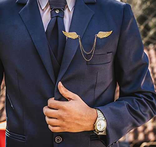 Angel Wings Tassel Chain Brooch Collar Pins. Rhinestone Metal Feather Lapel Pin, Suit Coat Breastpin for Women Men's Accessories2