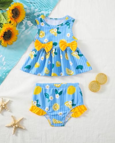 Image of Toddler Girl Swimsuit Baby Girl Bathing Suit Long Sleeve Floral Zipper One-Piece Rash Guard Swimsuit with Hat