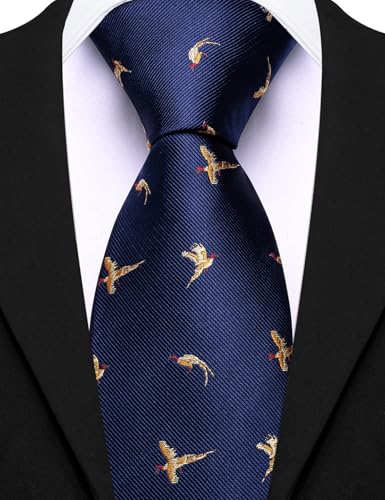 Image of Barry.Wang Silk Ties for Men Fun Necktie and Tie Clip Set for Wedding Party Business Formal Extra Long