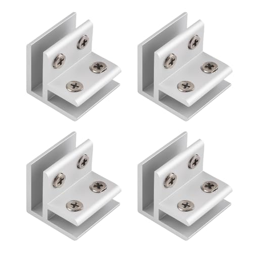 DUZEPA Lot De 4 Clips De Fixation Pour Verre, Support D'étagère En Verre En Alliage D'aluminium À Angle De 90°, Pour Verre De 4 À 8 Mm D'épaisseur.
