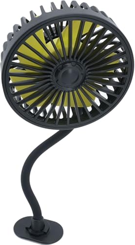 Electric Car Fans for Rear Seat Passenger Portable Car Seat Fan Headrest 360 Degree Rotatable Backseat Car Fan 12V Cooling Air Fan with Stepless Speed Regulation for SUV, RV, Vehicles (Black)