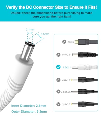 Basesailor DC 12V Verlängerungskabel 9M 2Pack,DC 5,5mm x 2,1mm Netzteil Adapter Flaches Verlängerung Kabel,5521 Buchse auf Stecker für CCTV Überwachungskamera 8,IP Netzwerkkamera 10,DVRs