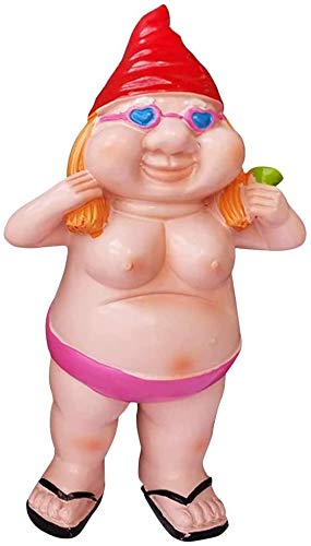 Abbcoert Men's Woman Garden Gnome, Statue Peeing Gnome, Naughty Garden Gnome, Funny Naked Gnome, Resin Garden Gnomes, Fe Nude Gnomes Goblin-Art Decoration, Lawn Ornats Indoor Or Outdoor Garden Ornat (Woman)