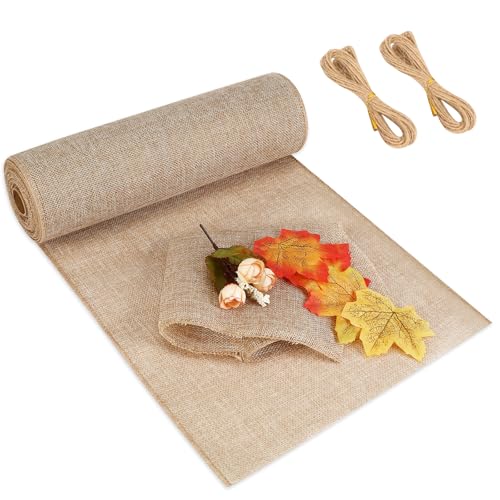 28 cm x 10 M Juteband Tischband Jute Tischläufer Rolle Tischdeko Braun Beige Retro Party Tischläufer Tischdeko Jutestoff Geeignet für Gartengeburtstagsfeiern Hochzeiten und Tischdekorationen