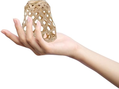 Miniatura 1 de 4 piezas de pantalla de bambú de repuesto para lámpara de techo, pantalla de lámpara de araña natural, pantalla de lámpara de ratán pequeña,