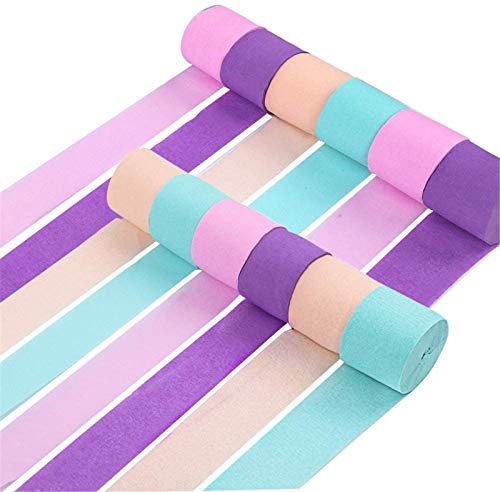 RUBFAC 12 Rolls Crepe Paper Streamers Unicorn Party Supplies Decorations for Kids Birthday Party Baby Shower Bridal Shower