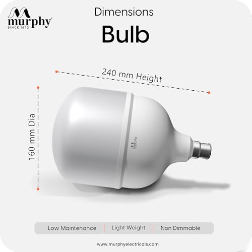 Image of Murphy 70W LED Bulb - Cool Daylight | High Wattage Energy-Saving Bulb | B22 Base | Long Life | 6500K Bright White | 2-Year Warranty (Pack of 4)
