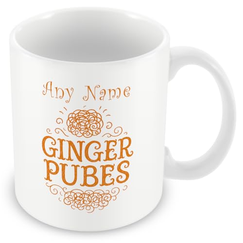 MUGGZ - Ginger Pubes - Personalised Mug (11oz) - for Curly Ginger Friends or Strawberry Blonde Colleagues Family – White Ceramic Mug Gift for Women, Men or Office Co-Workers