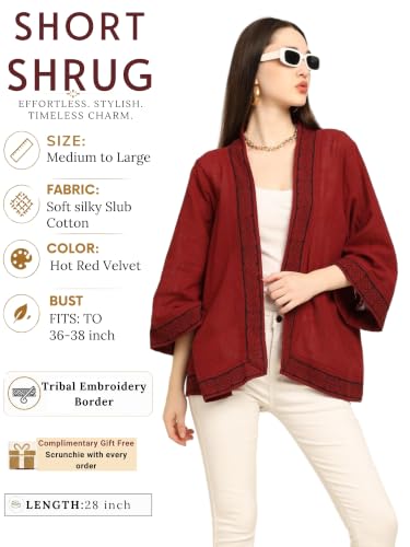 Image of KE KANHA EXPORTS Shrugs for Women Stylish | Cover up on Jeans Tops for Women | Western Beach Outfits | Summer Clothes | Kimono FREE Scrunchie Included