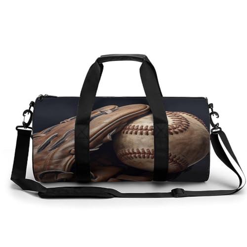 Sac de gym cylindrique imprimé gant de baseball de 45 cm pour le sport et le week-end