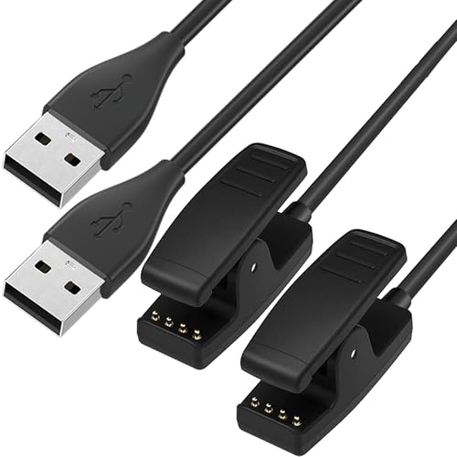 Paquete de 2 cables de carga para Garmin Lily Charger para Approach G10 S20 Vivomove HR Forerunner 35 35J 230 235 630 – USB Smartwatch Charger Accessories Sync Data Cable 100 cm