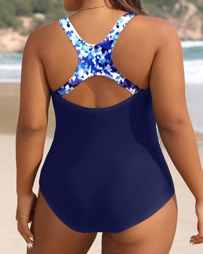 Image of Aqua Eve Plus Size Swimsuits Athletic One Piece Bathing Suit for Women Tummy Control Slimming Swimwear