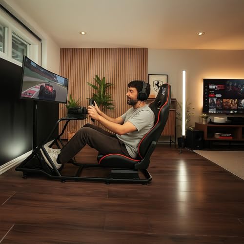 Ranqer Racing Simulator Stuhl Rennstuhl mit Stahlrahmen Racing Cockpit/Rennsimulations-Stühle Rückenlehne/Rennsimulator - verstellbar für Anfänger und Profis Metallrahmen E-Racer