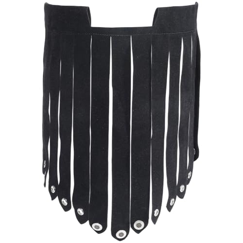CALFOVERA Armure de Cuisse médiévale en Faux Cuir Jupe à Pompons Rétro en Cuir PU de Chevaliers Mercenaires Armure de Taille Viking Tablier de Gladiateur...