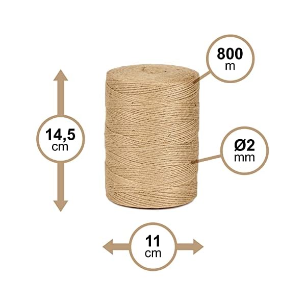 La Cordeline - Spago in iuta naturale, 2 mm, bobina da 800 m, per giardinaggio, bricolage, fai da te, CJN34 - Image 7