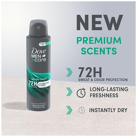Dove Men+Care Dry Spray Antiperspirant Deodorant Moon Oasis 72H Protection with Plant-Based Moisturizer 3.8 oz - Image 2