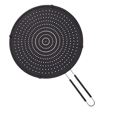Tapar sartenes con seguridad usando el protector de salpicaduras de grasa para ollas de cocina 2