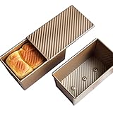 Pullman Loaf Pan with Lid, Nonstick Bread Pan for Baking Bread, Carbon Steel Corrugated Bread Toast...