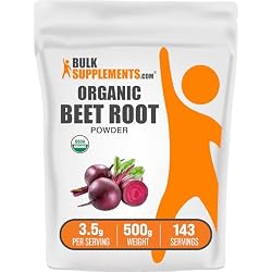 BulkSupplements.com Organic Beet Root Powder - Superfood Supplement, Beet Root Supplements - Vegan & Gluten Free, 3.5g per Serving, 500g (1.1 lbs) (Pack of 1)