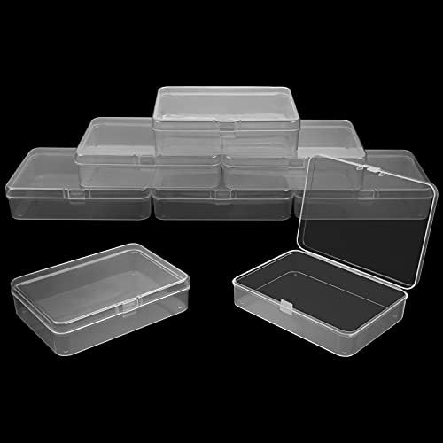 BELLE VOUS Small Clear Plastic Storage Box Containers with Hinged Lid (12 Pack) - L11.2 x W8.3 x H2.8cm / 4.41 x 3.27 x 1.10 Inches - Mini boxes for Pills, Beads, Jewellery & Craft Items