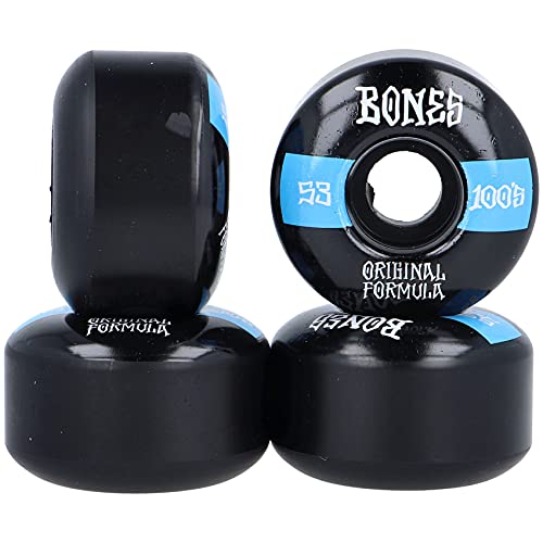 Bones 100S Og Formula V4 Wide Skateboard Wheels - Black - 53Mm #TOP3