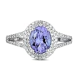Gualiy Anelli Fidanzamento Argento 925, Ovale Forma Lavanda Viola Zirconia Cubica Anello Matrimonio Donna Taglia 23,5