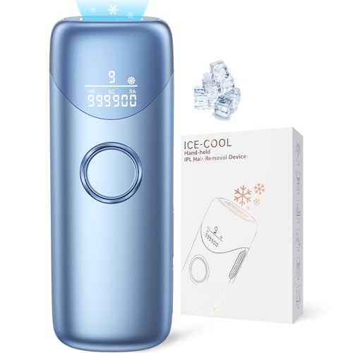 Depiladora Laser IPL con Función de Enfriamiento, Depiladora Luz Pulsada con HR/SC/RA, 600NM Onda de Luz Roja, 9 Nivel de Energía, Max 19.8J, 999.900 Flashes para Hombre, Mujer, Depilación Cuerpo Azul