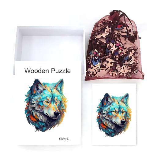 Cxjie XCX-TUSR31 Wooden Jigsaw Puzzles For Adults, L- 300Pcs, Wolf thumb #5