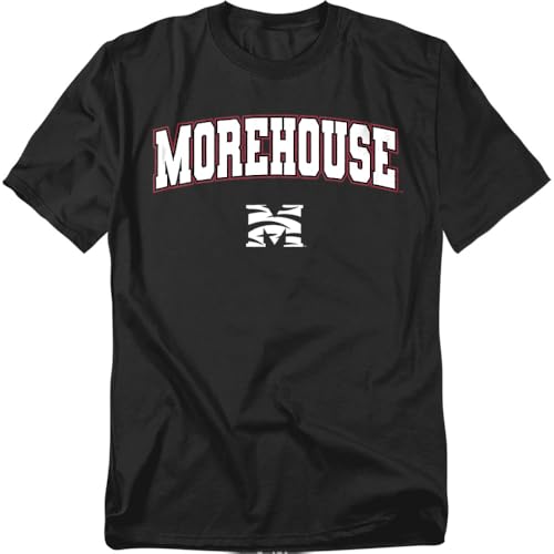 Morehouse College Arch Logo Secondary Unisex Adult T Shirt, Black, X-Large